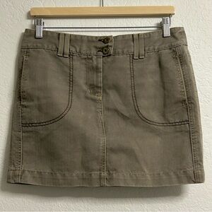H&M Khaki Mini Skirt US 8 | Cotton Blend Utility Style | Lined | Casual Neutral